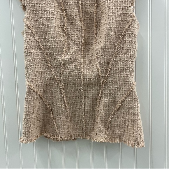 Rebecca Taylor Taupe Tweed Stud Embellished Sleeveless Peplum Top Sz 4 - Picture 5 of 8